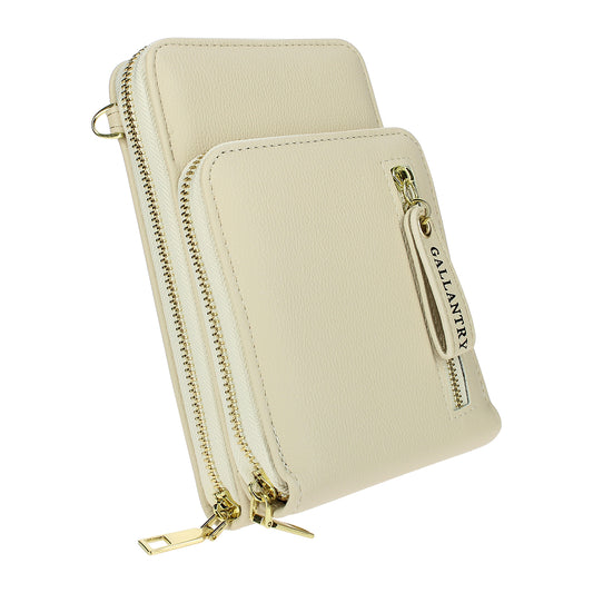 Pochette Téléphone à Bandoulière Multi-Compartiments La Complice Beige