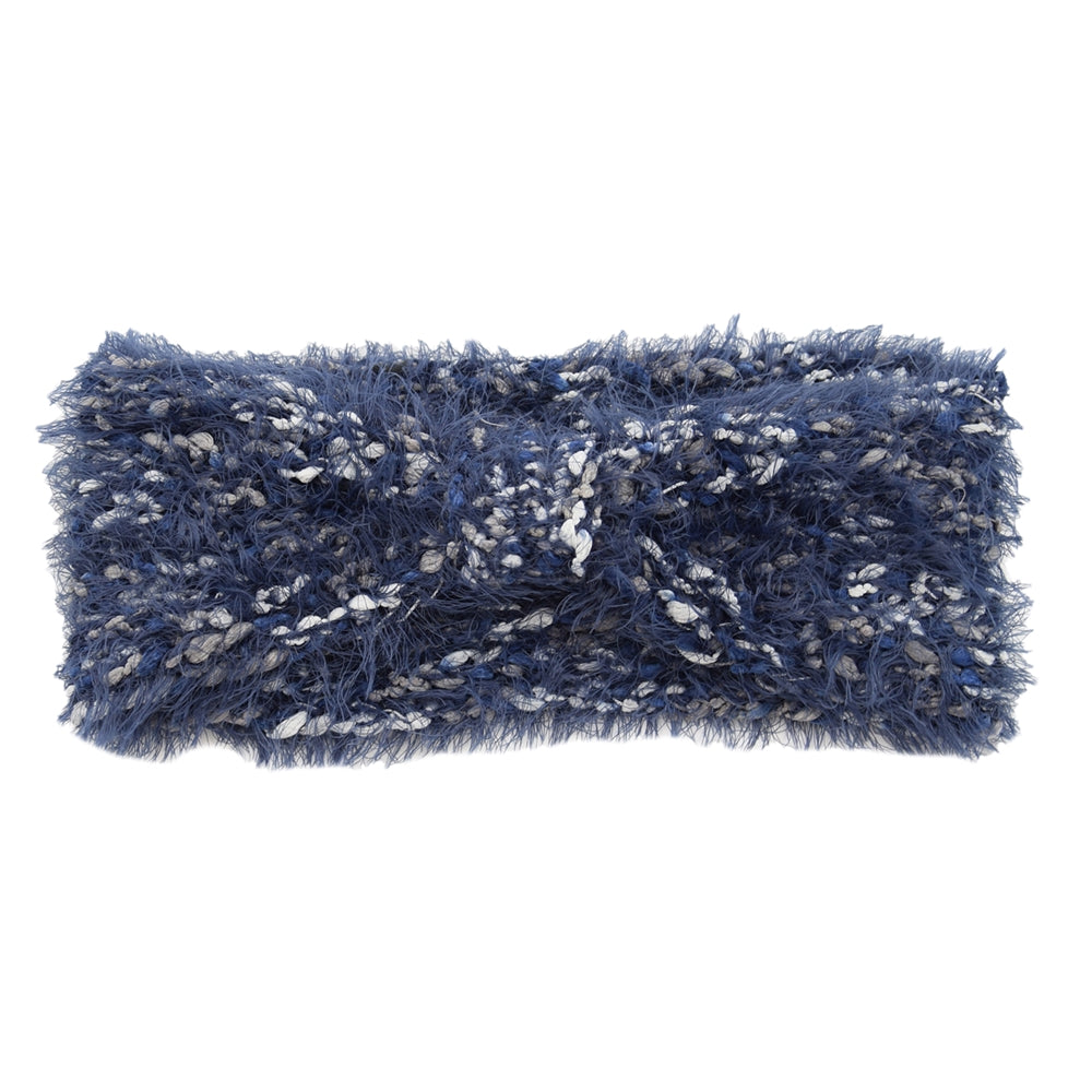 bandeau cheveux en laine bleu