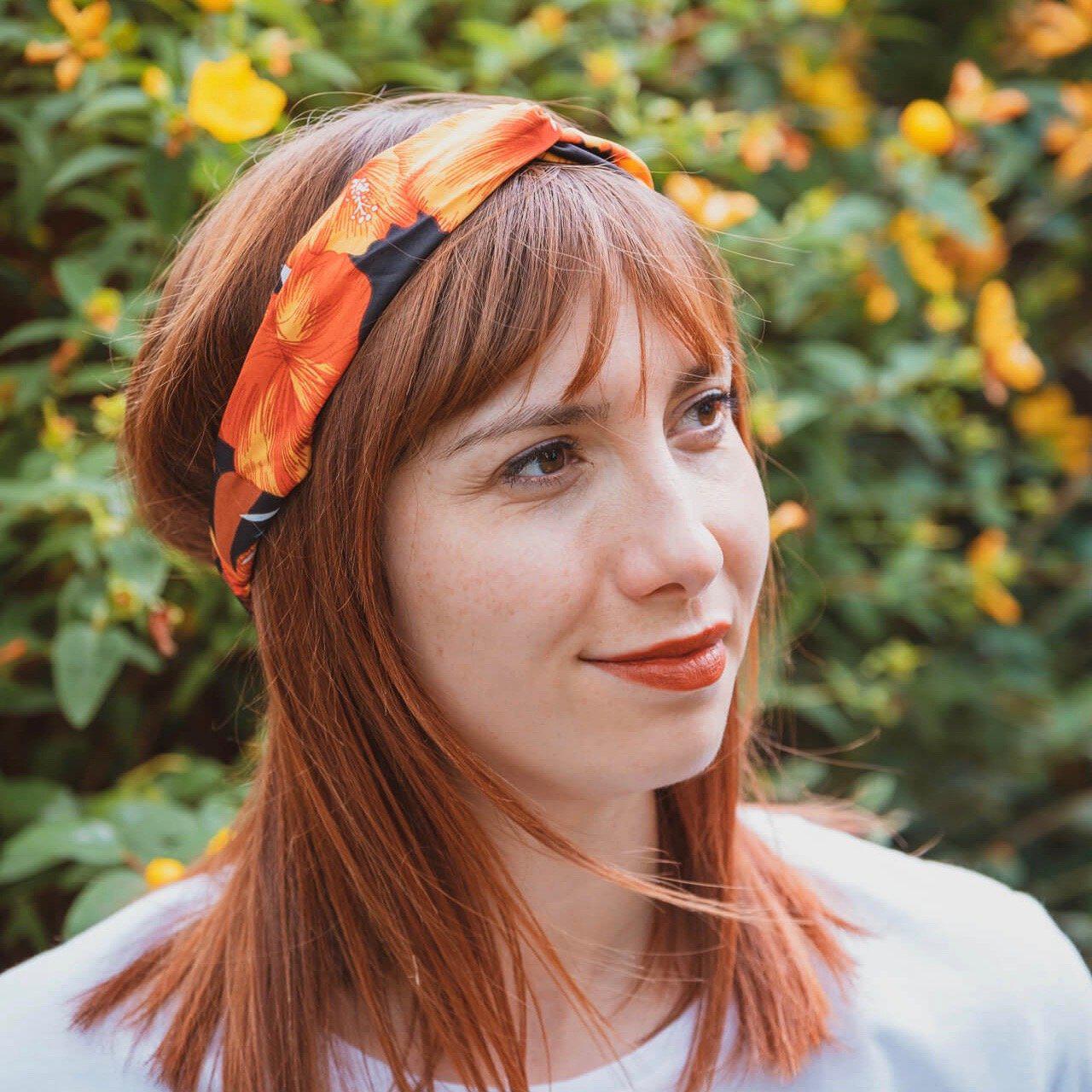 Bandeau Cheveux Femme Orange Fleur