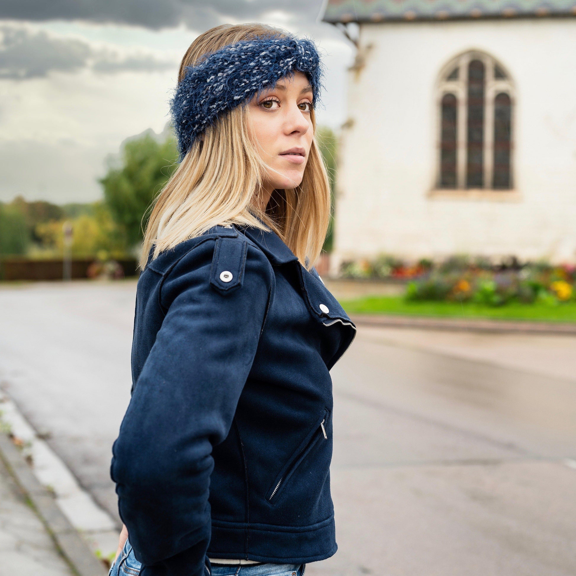 Bandeau Cheveux Laine Femme (bleu)