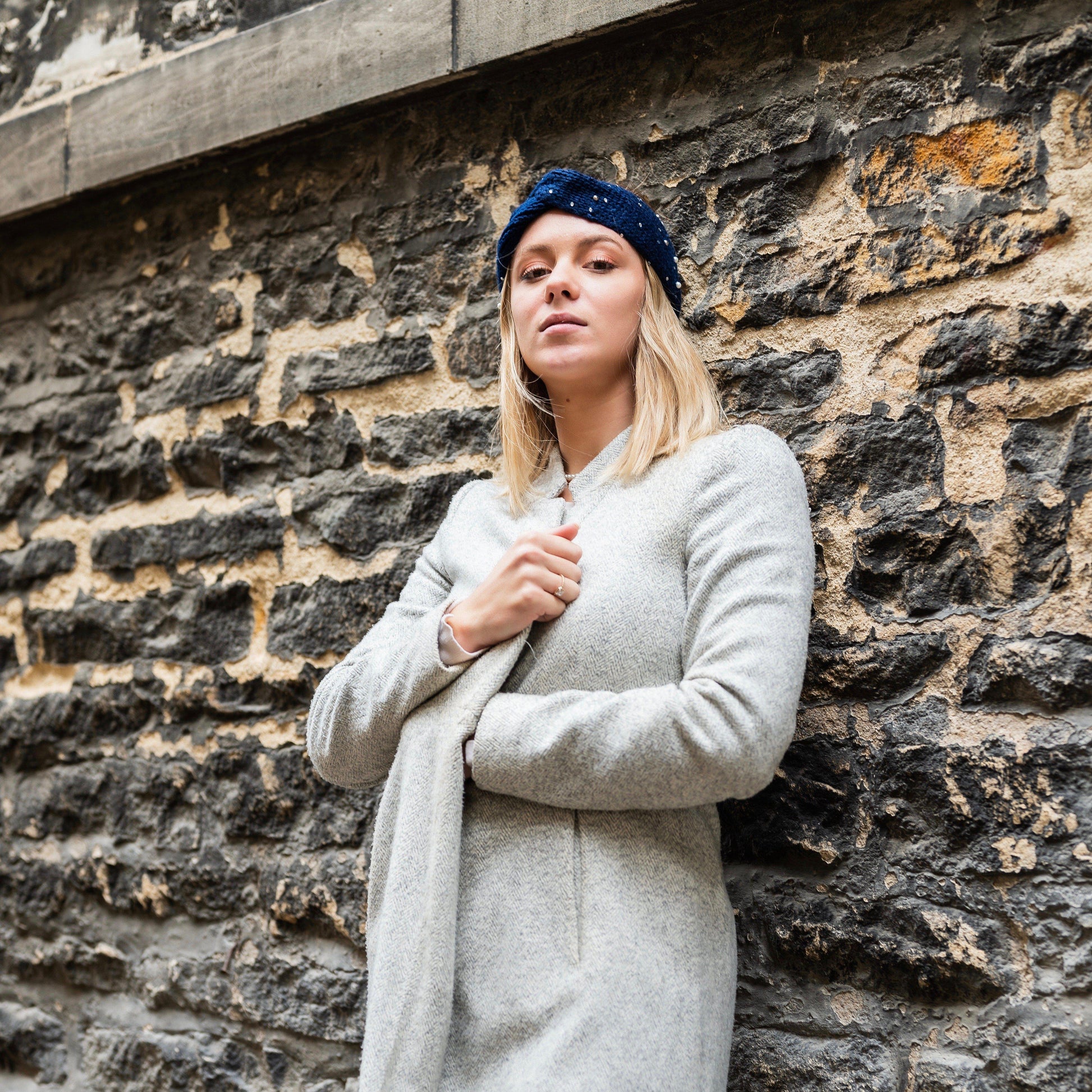 bandeau hiver bleu femme