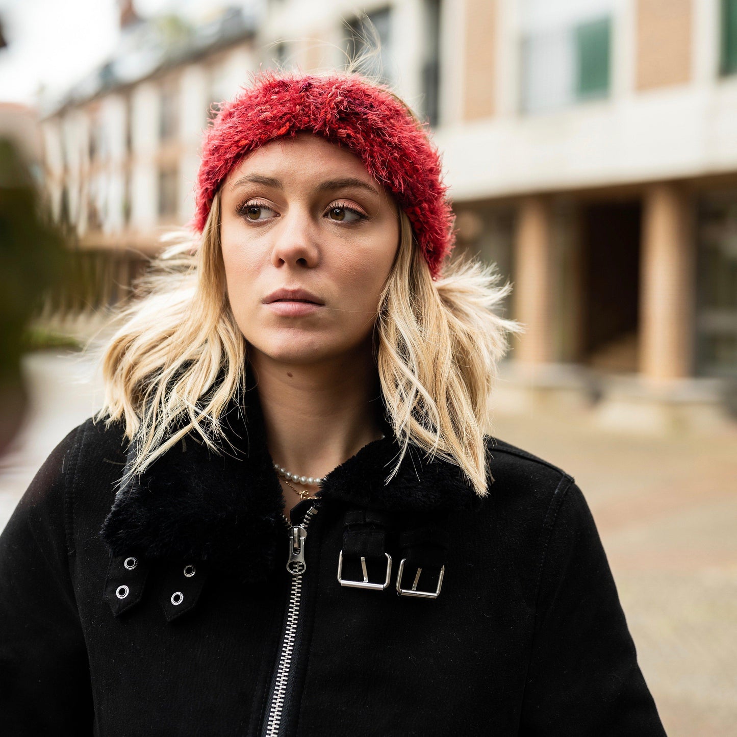 Bandeau Tête en Laine Rouge