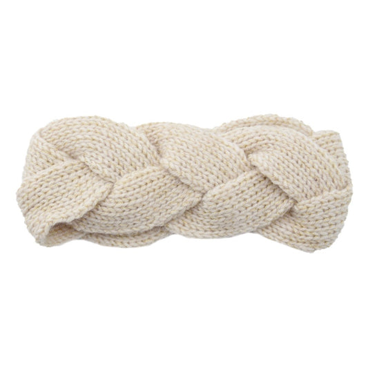 Bandeau laine tressé blanc