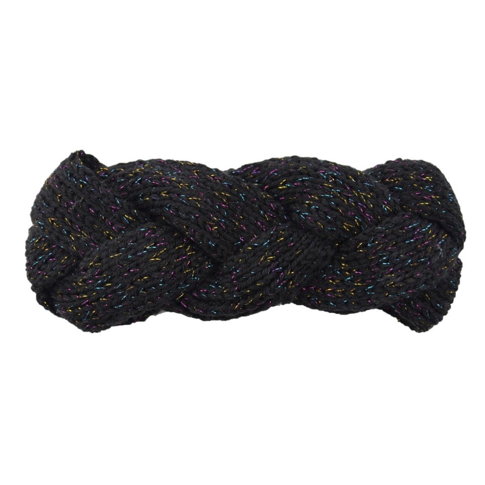 bandeau noir laine tressé