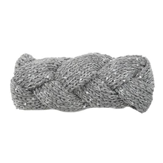 bandeau laine tressée gris