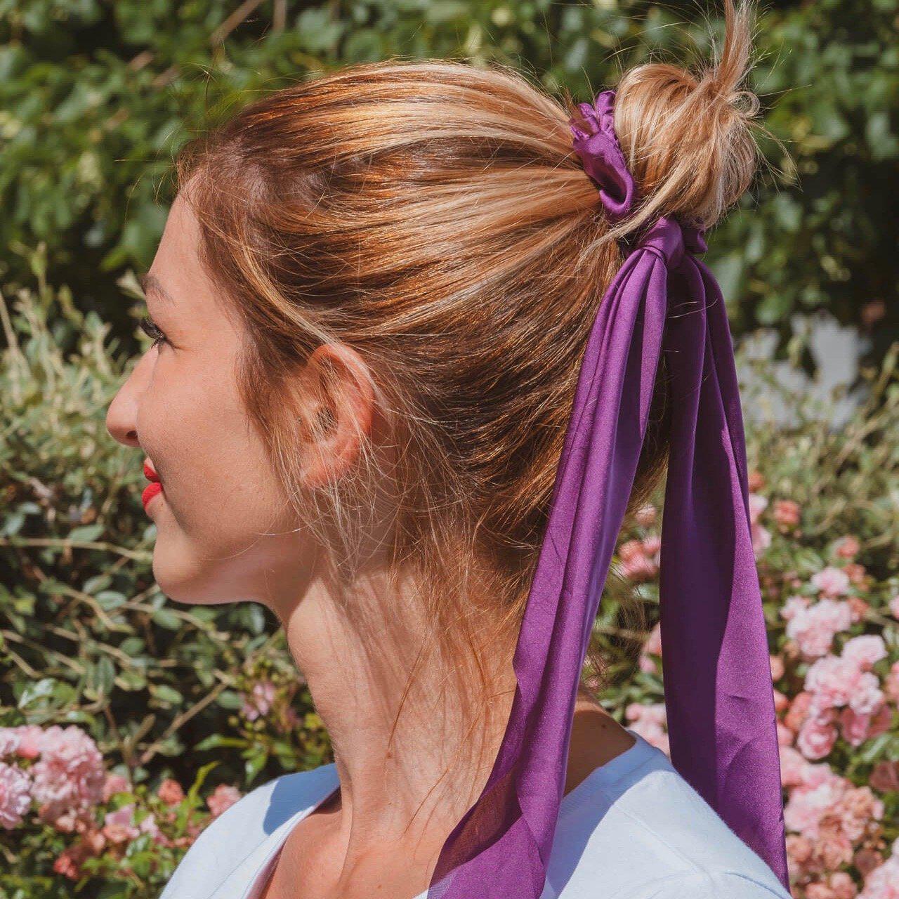 chouchou foulard mauve