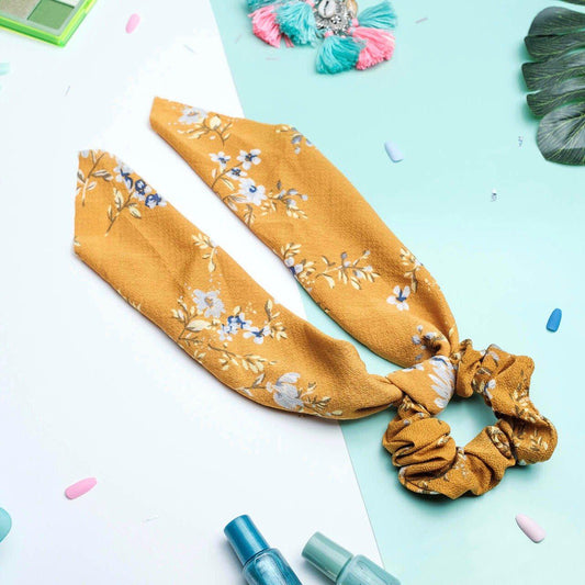 chouchou foulard orange fleuri
