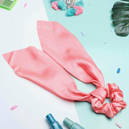 chouchou foulard rose cheveux
