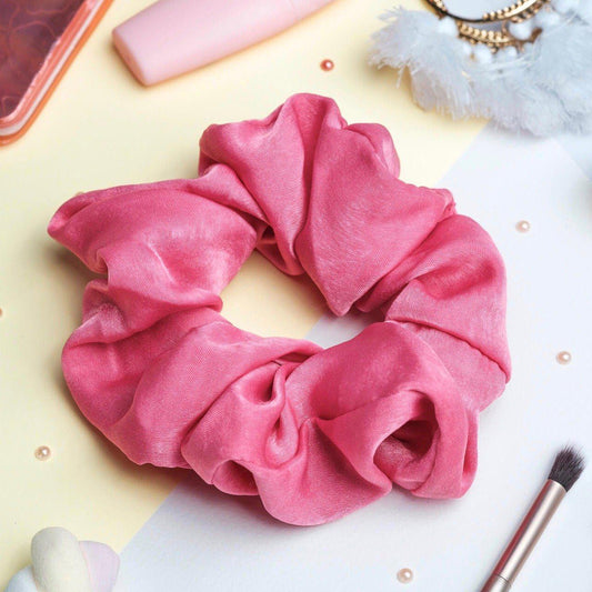 chouchou satin rose bonbon