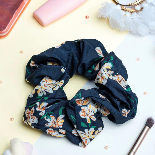 chouchou tissu noir fleuri