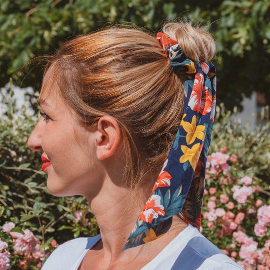 foulard cheveux à fleurs