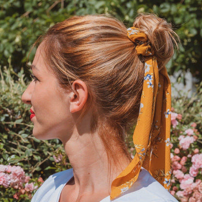 Chouchou Foulard Orange Fleuri - Alice