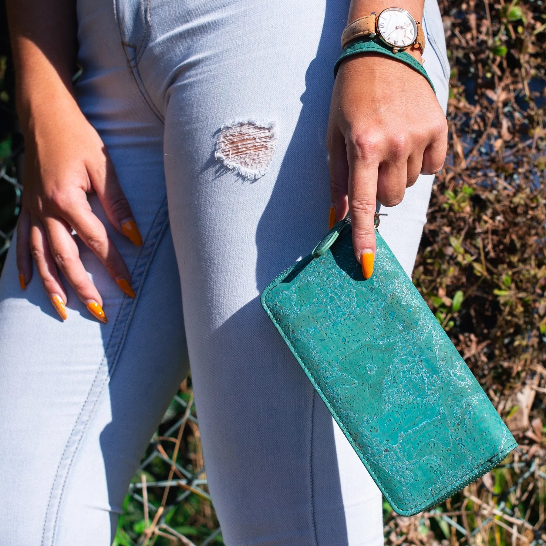portefeuille vegan femme vert