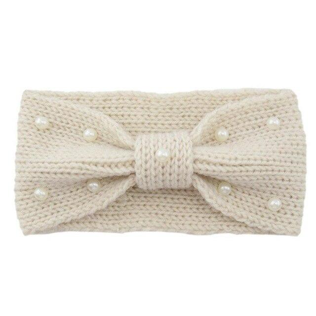 Bandeau Laine & Perles Blanc | Adopte un Chouchou
