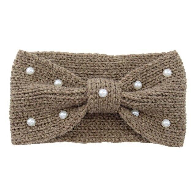 Bandeau Laine & Perles Brun | Adopte un Chouchou