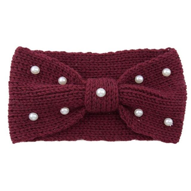 Bandeau Laine & Perles Bordeaux | Adopte un Chouchou
